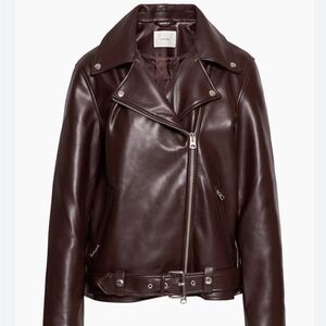 Aritzia Dark Brown Leather Jacket